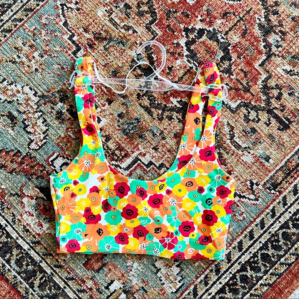 Zara Floral Printed Stretchy Cropped Bra Top NWOT